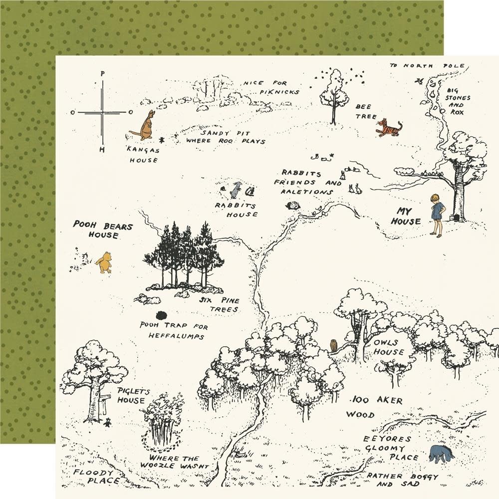 SIMPLE STORIES SIMPLE STORIES SAY CHEESE CLASSIC POOH 100 ACRE WOOD 12x12 CARDSTOCK