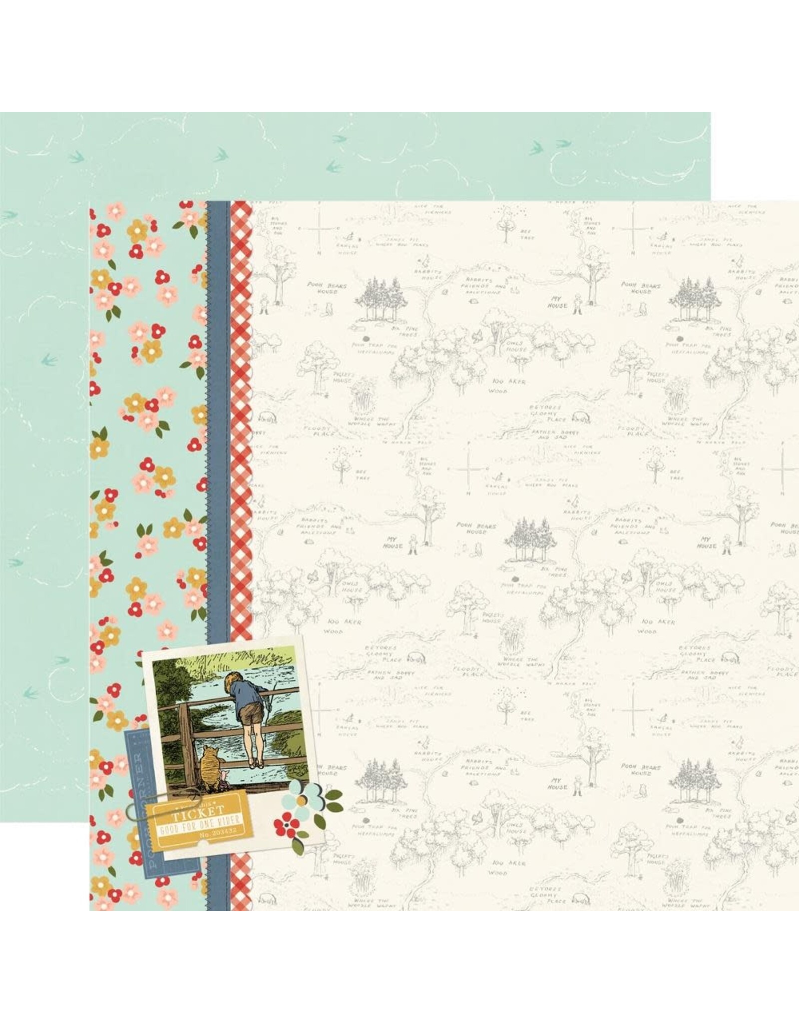 SIMPLE STORIES SIMPLE STORIES SAY CHEESE CLASSIC POOH BETTER WITH FRIENDS 12x12 CARDSTOCK