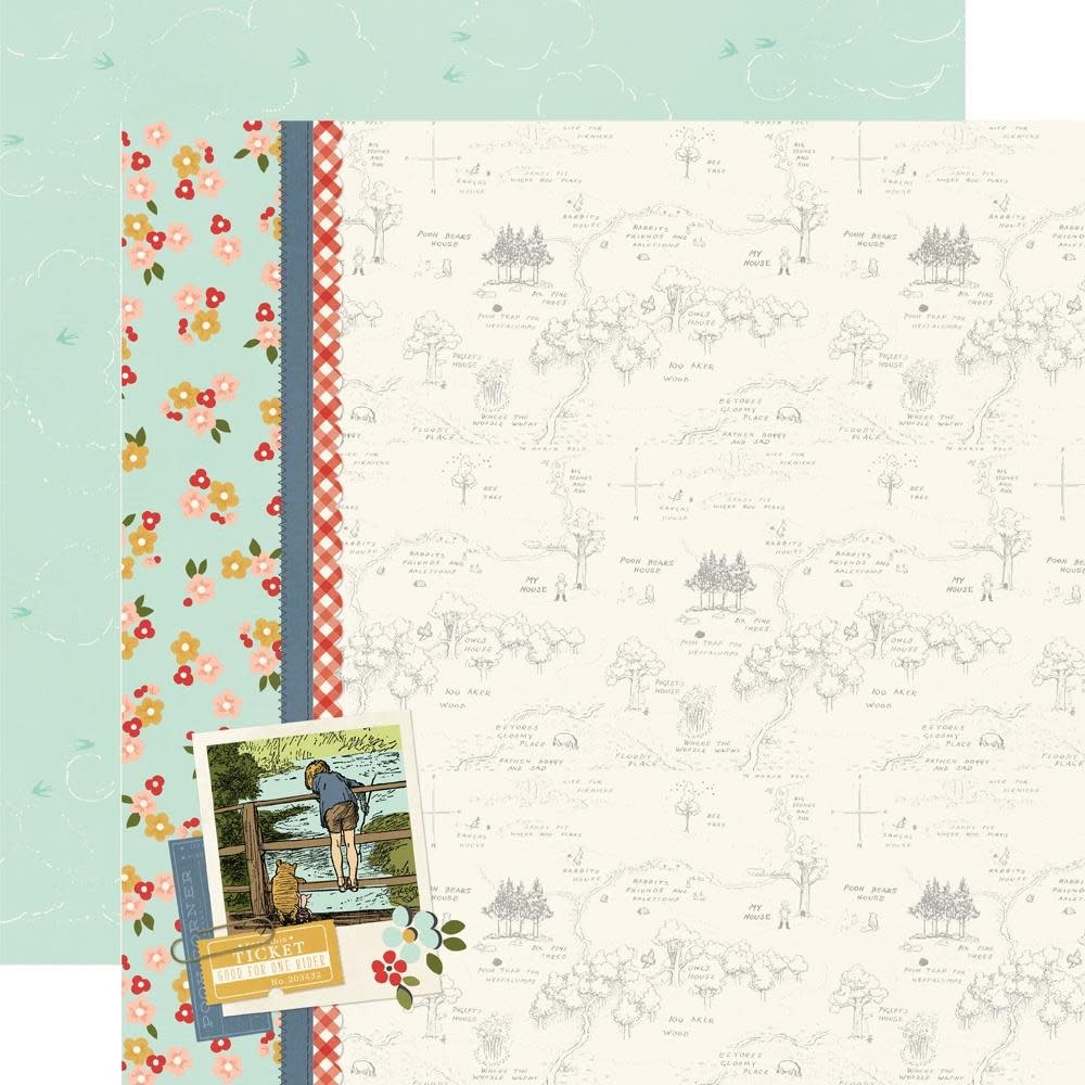 SIMPLE STORIES SIMPLE STORIES SAY CHEESE CLASSIC POOH BETTER WITH FRIENDS 12x12 CARDSTOCK