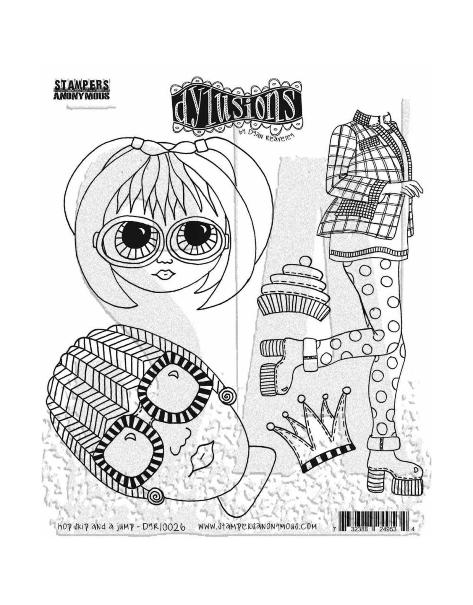 RANGER DYLUSIONS HOP SKIP AND A JUMP 8.5x7 CLING STAMP SET