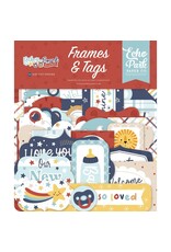 ECHO PARK PAPER ECHO PARK BABY ON BOARD BOY FRAMES & TAGS EPHEMERA DIE-CUTS