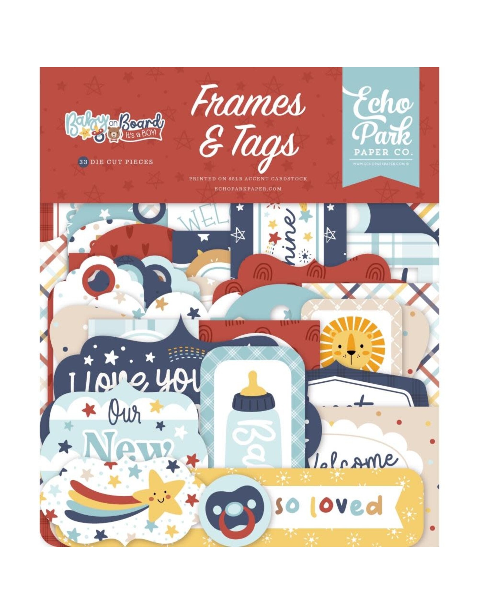 ECHO PARK PAPER ECHO PARK BABY ON BOARD BOY FRAMES & TAGS EPHEMERA DIE-CUTS