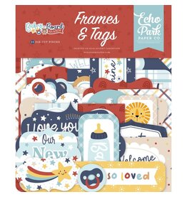 ECHO PARK PAPER ECHO PARK BABY ON BOARD BOY FRAMES & TAGS EPHEMERA DIE-CUTS