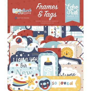 ECHO PARK PAPER ECHO PARK BABY ON BOARD BOY FRAMES & TAGS EPHEMERA DIE-CUTS