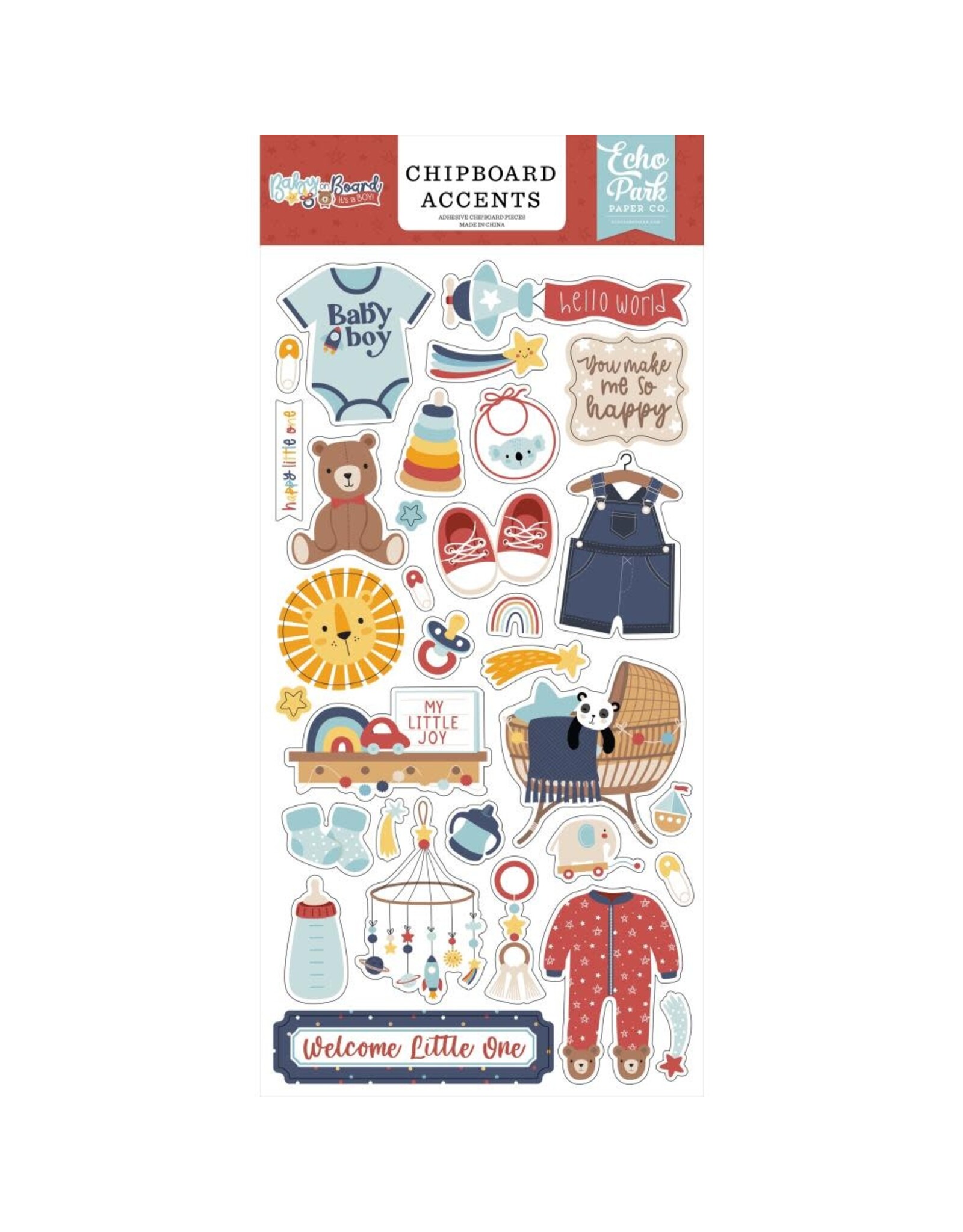 ECHO PARK PAPER ECHO PARK BABY ON BOARD BOY 6x13 CHIPBOARD ACCENTS
