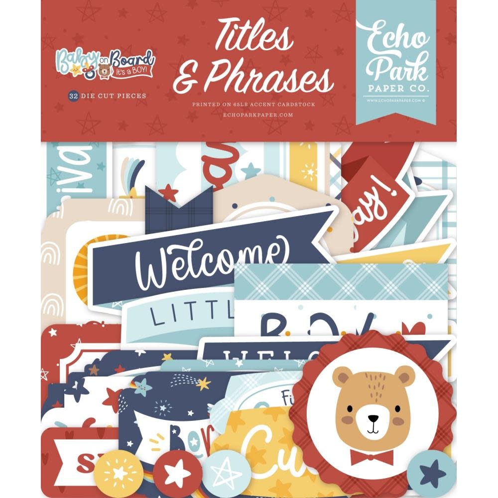 ECHO PARK PAPER ECHO PARK BABY ON BOARD BOY TITLES & PHRASES EPHEMERA DIE-CUTS