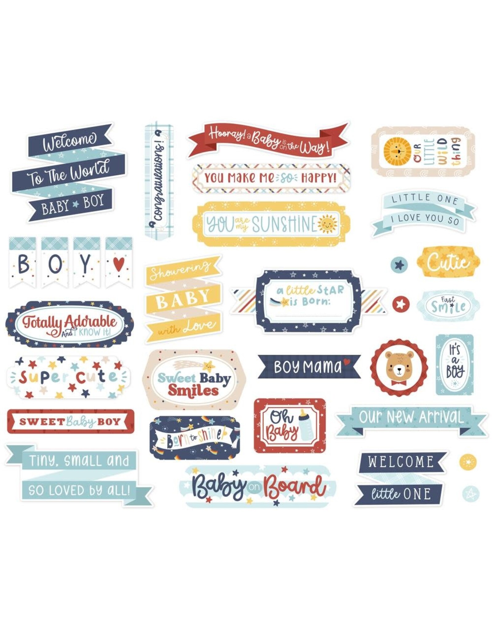 ECHO PARK PAPER ECHO PARK BABY ON BOARD BOY TITLES & PHRASES EPHEMERA DIE-CUTS
