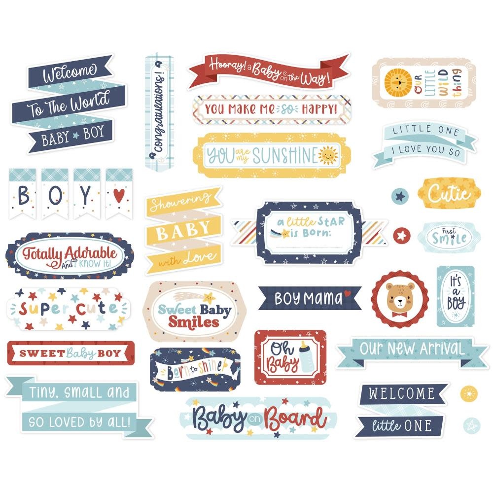 ECHO PARK PAPER ECHO PARK BABY ON BOARD BOY TITLES & PHRASES EPHEMERA DIE-CUTS