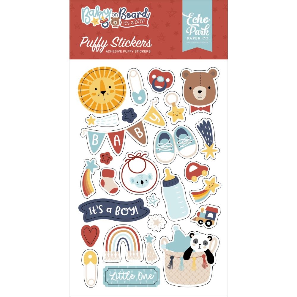 ECHO PARK PAPER ECHO PARK BABY ON BOARD BOY PUFFY STICKERS