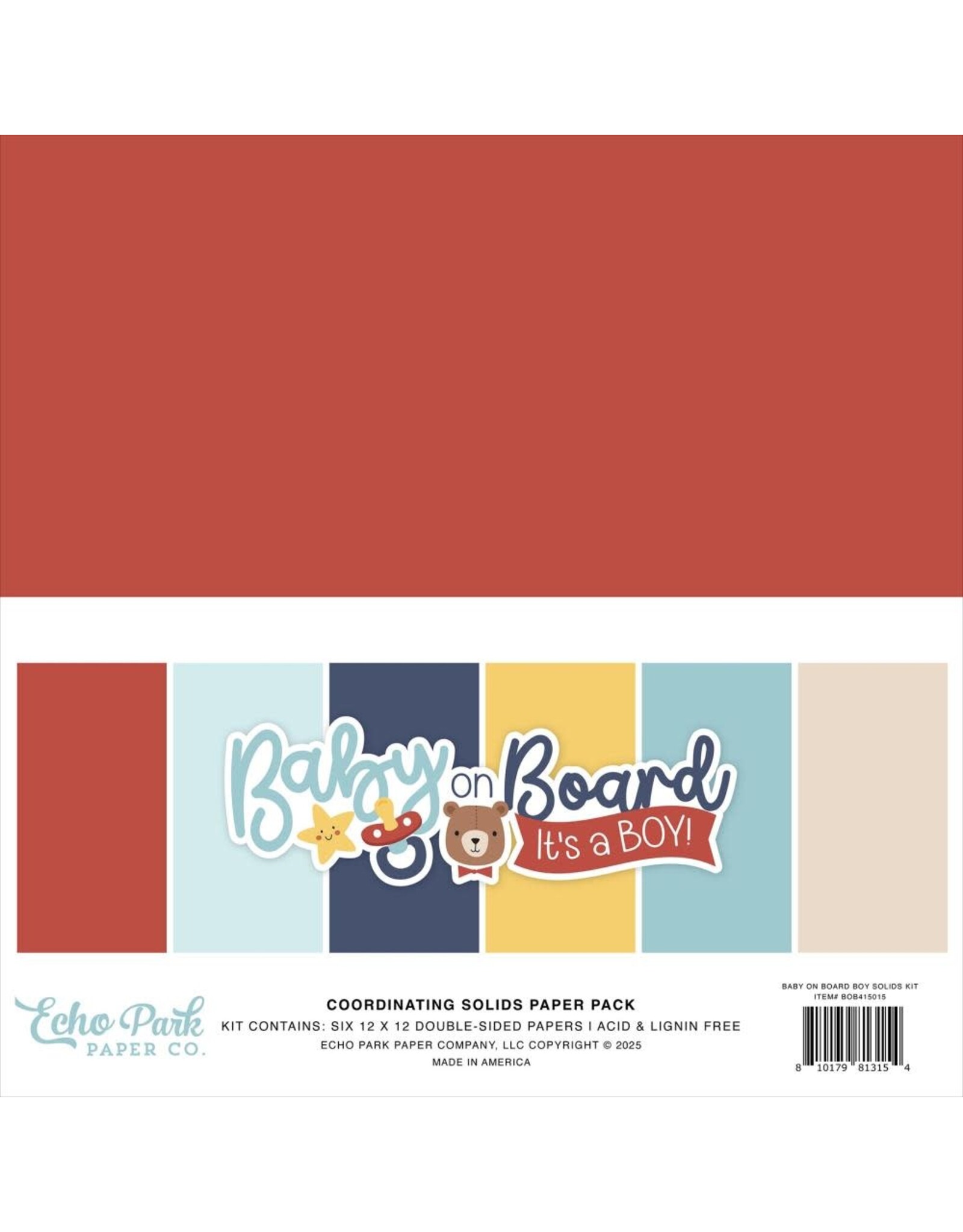 ECHO PARK PAPER ECHO PARK BABY ON BOARD BOY 12x12 SOLIDS PAPER PACK