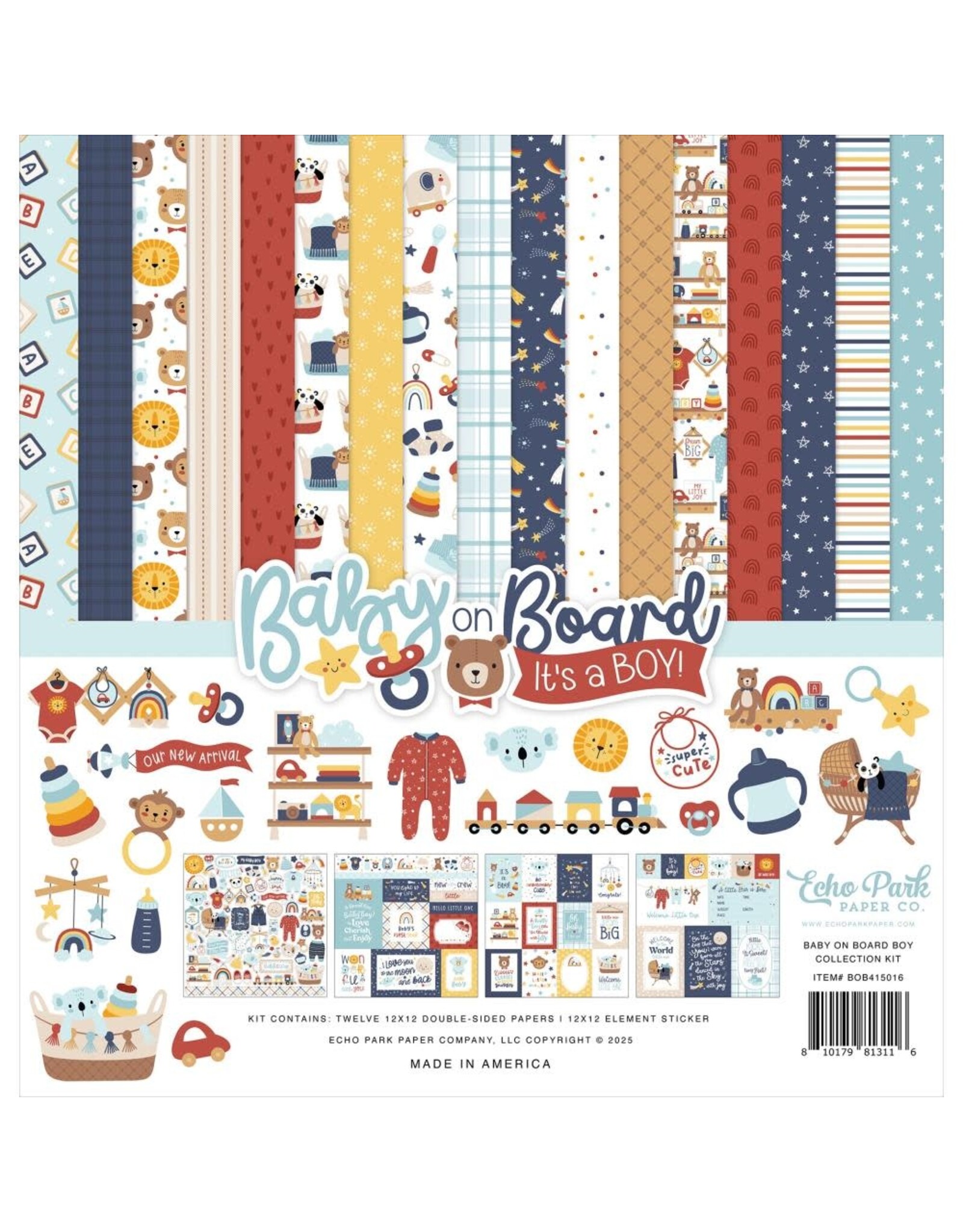 ECHO PARK PAPER ECHO PARK BABY ON BOARD BOY 12x12 COLLECTION KIT
