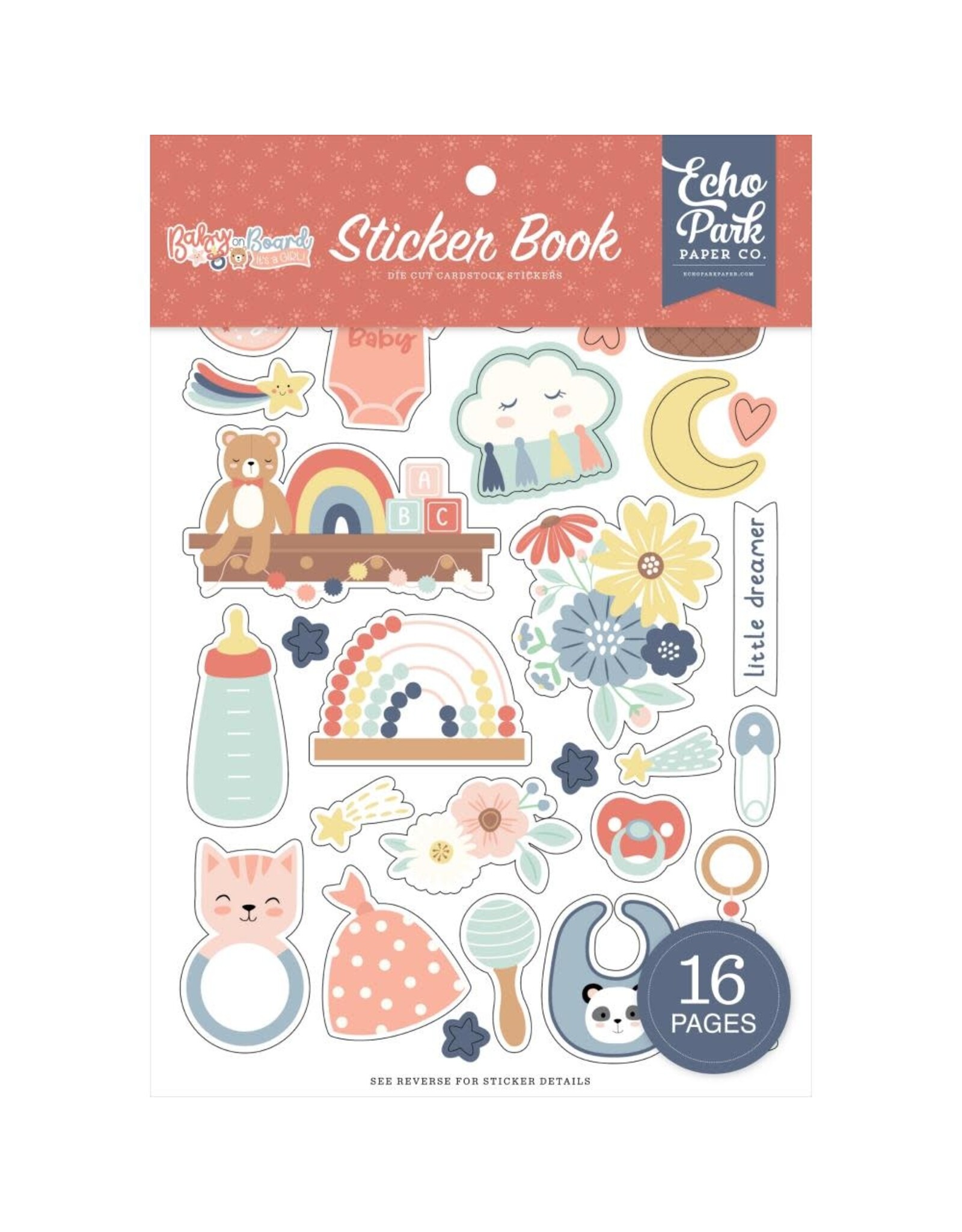ECHO PARK PAPER ECHO PARK BABY ON BOARD GIRL 6x8 STICKER BOOK