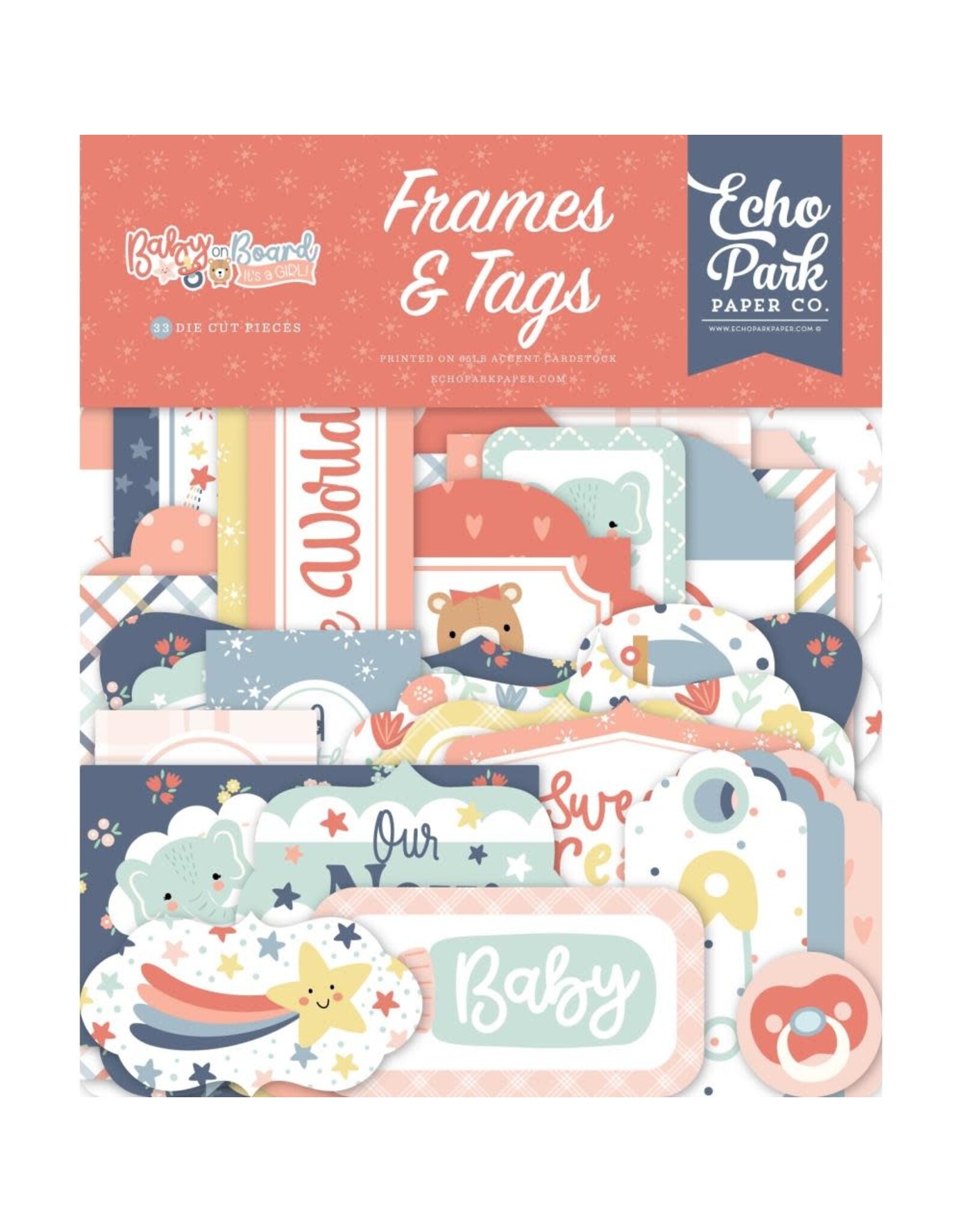 ECHO PARK PAPER ECHO PARK BABY ON BOARD GIRL FRAMES & TAGS EPHEMERA DIE-CUTS
