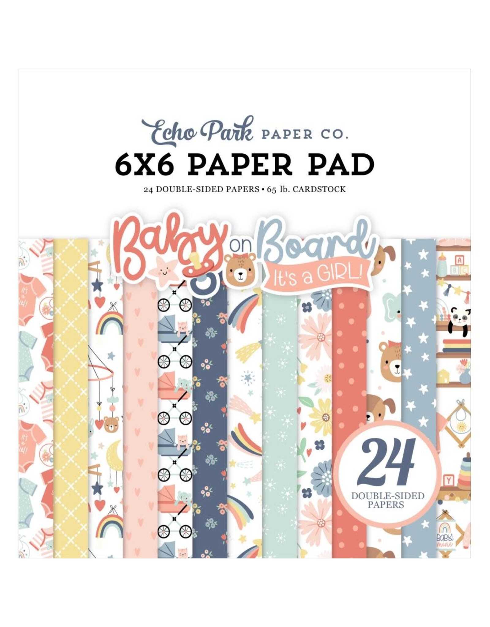 ECHO PARK PAPER ECHO PARK BABY ON BOARD GIRL 6x6 PAPER PAD 24 SHEETS
