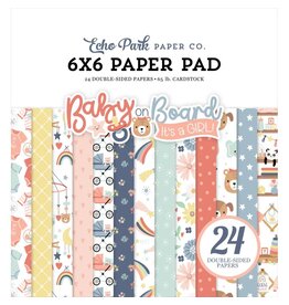 ECHO PARK PAPER ECHO PARK BABY ON BOARD GIRL 6x6 PAPER PAD 24 SHEETS