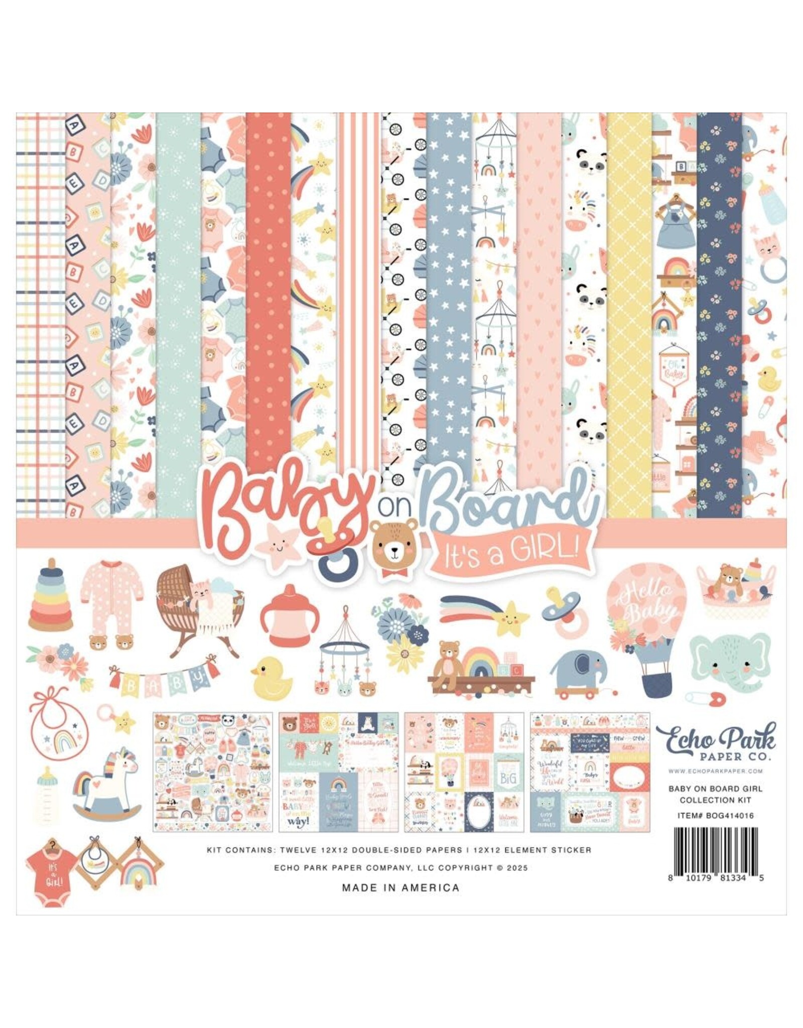 ECHO PARK PAPER ECHO PARK BABY ON BOARD GIRL 12x12 COLLECTION KIT
