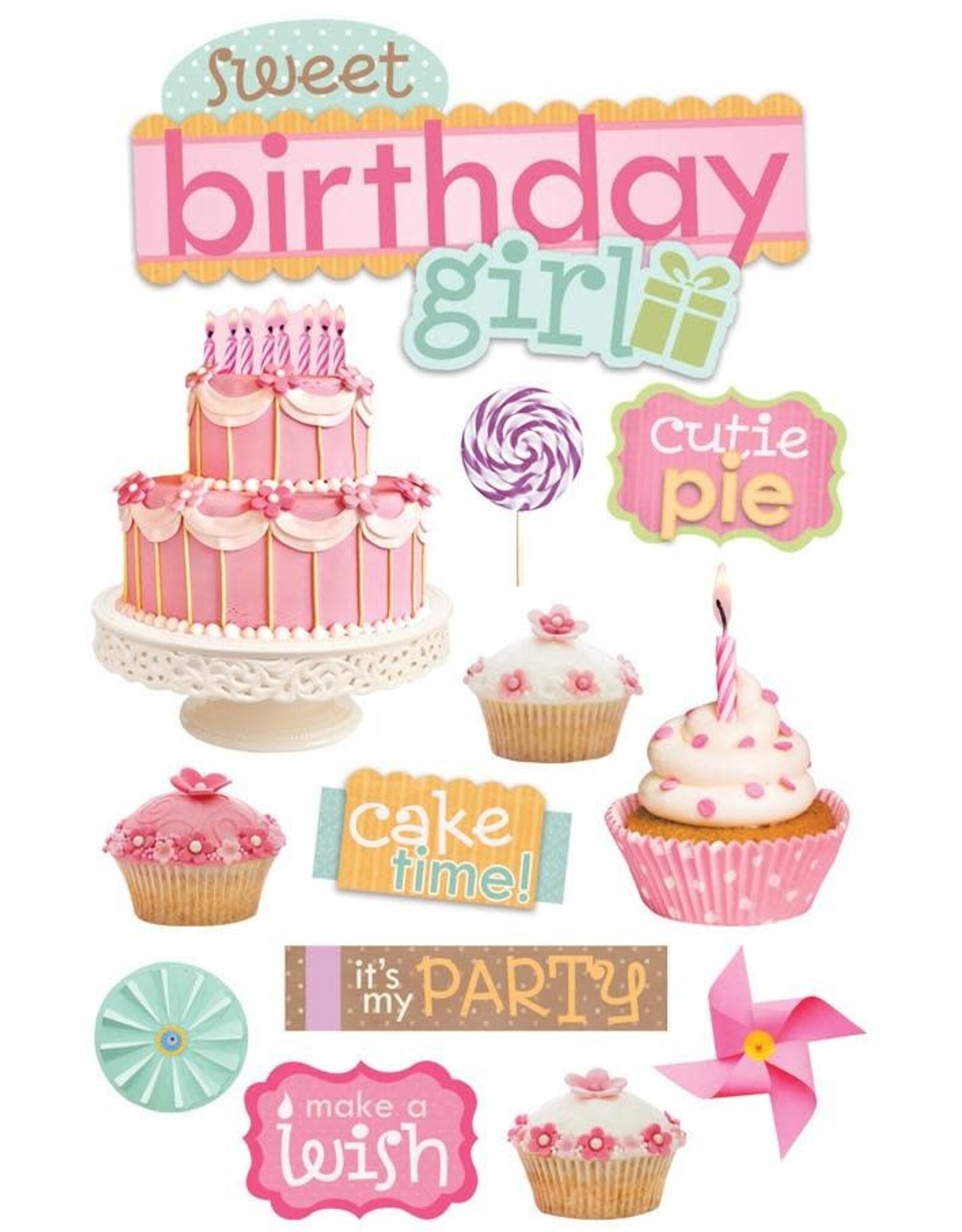 PAPER HOUSE PRODUCTIONS PAPER HOUSE SWEET BIRTHDAY GIRL 3D STICKERS