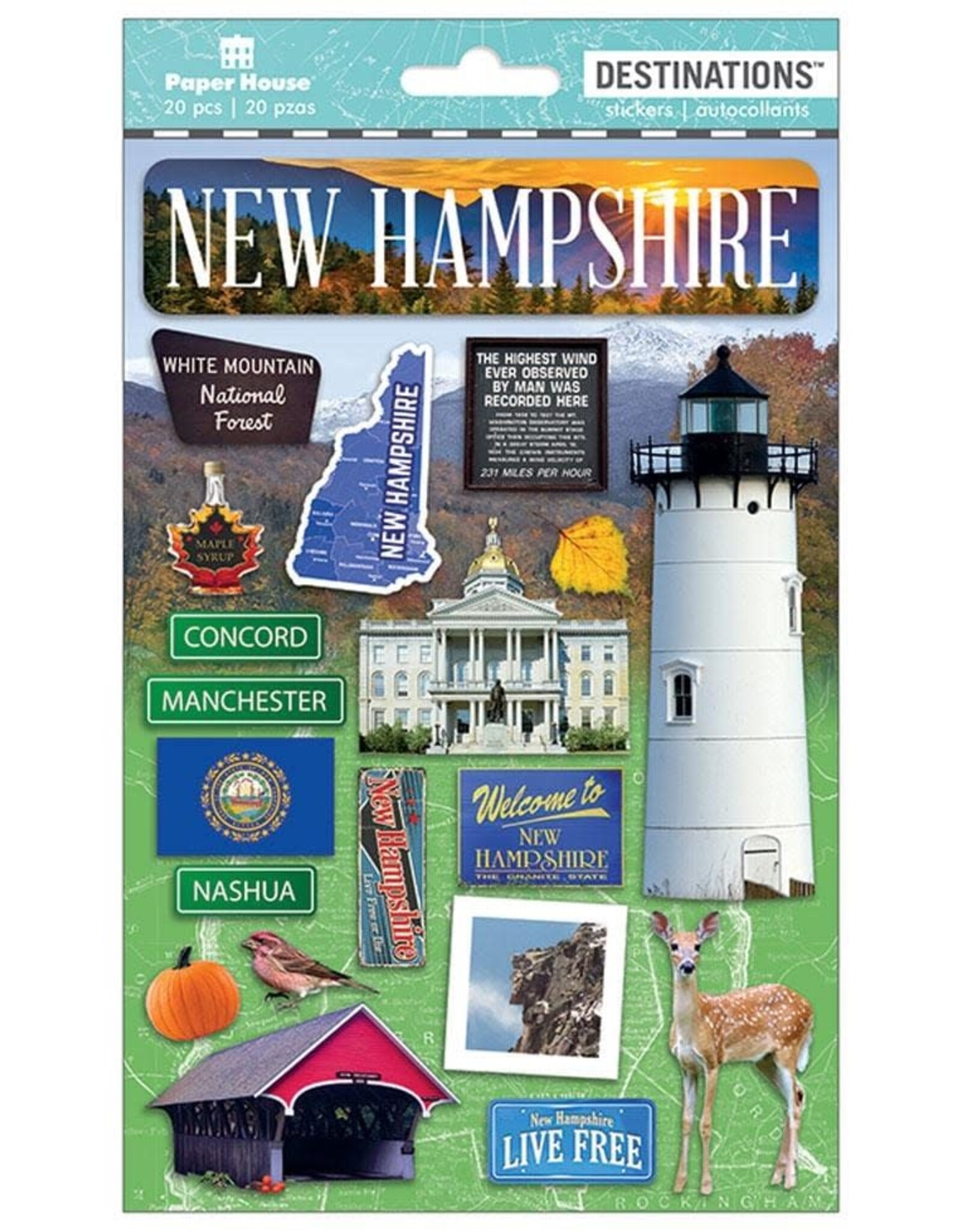 PAPER HOUSE PRODUCTIONS PAPER HOUSE DESTINATIONS NEW HAMPSHIRE 3D STICKERS