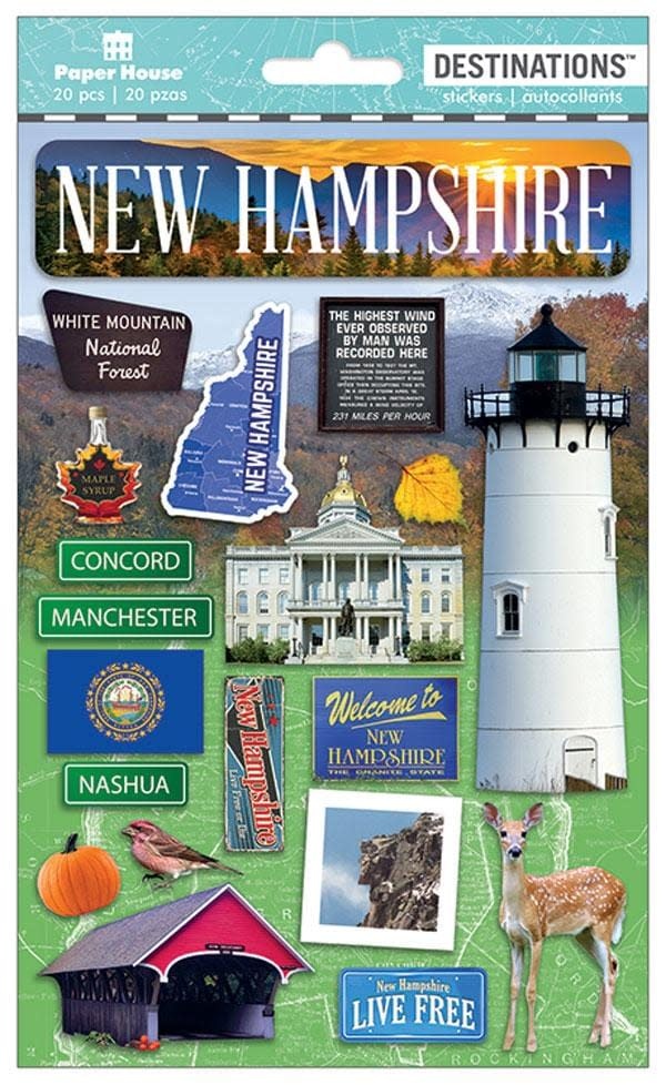 PAPER HOUSE PRODUCTIONS PAPER HOUSE DESTINATIONS NEW HAMPSHIRE 3D STICKERS
