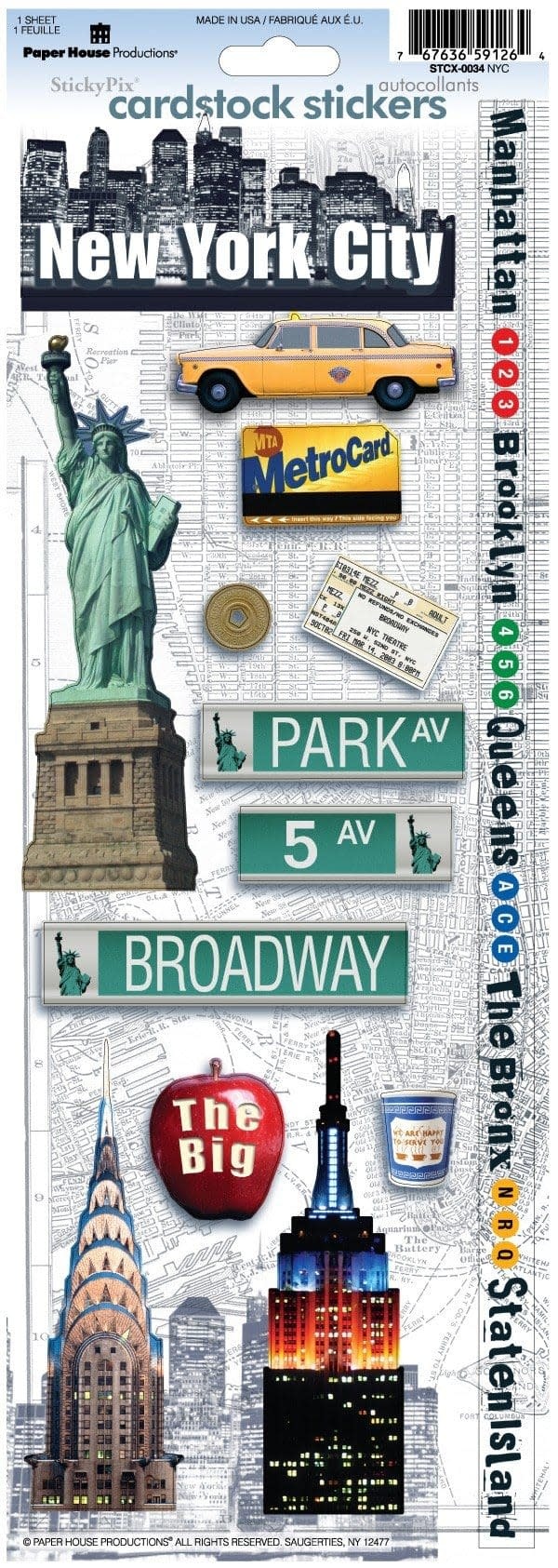 PAPER HOUSE PRODUCTIONS PAPER HOUSE NEW YORK CITY CARDSTOCK STICKERS