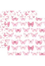 PAPER HOUSE PRODUCTIONS PAPER HOUSE PINK WATERCOLOR BUTTERFLIES 12X12 CARDSTOCK