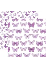 PAPER HOUSE PRODUCTIONS PAPER HOUSE PURPLE WATERCOLOR BUTTERFLIES 12X12 CARDSTOCK