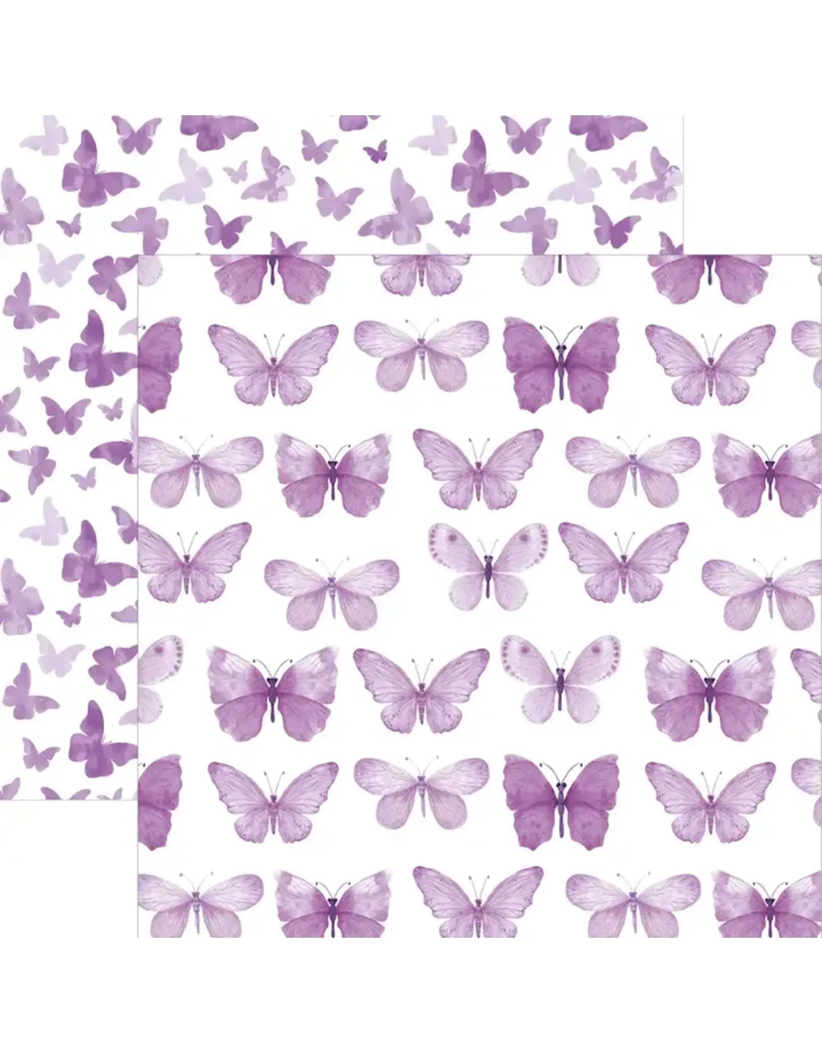 PAPER HOUSE PRODUCTIONS PAPER HOUSE PURPLE WATERCOLOR BUTTERFLIES 12X12 CARDSTOCK