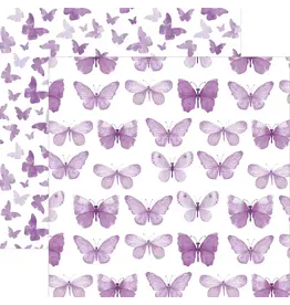 PAPER HOUSE PRODUCTIONS PAPER HOUSE PURPLE WATERCOLOR BUTTERFLIES 12X12 CARDSTOCK
