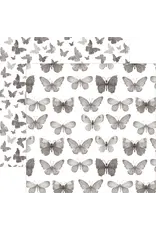 PAPER HOUSE PRODUCTIONS PAPER HOUSE BLACK WATERCOLOR BUTTERFLIES 12X12 CARDSTOCK