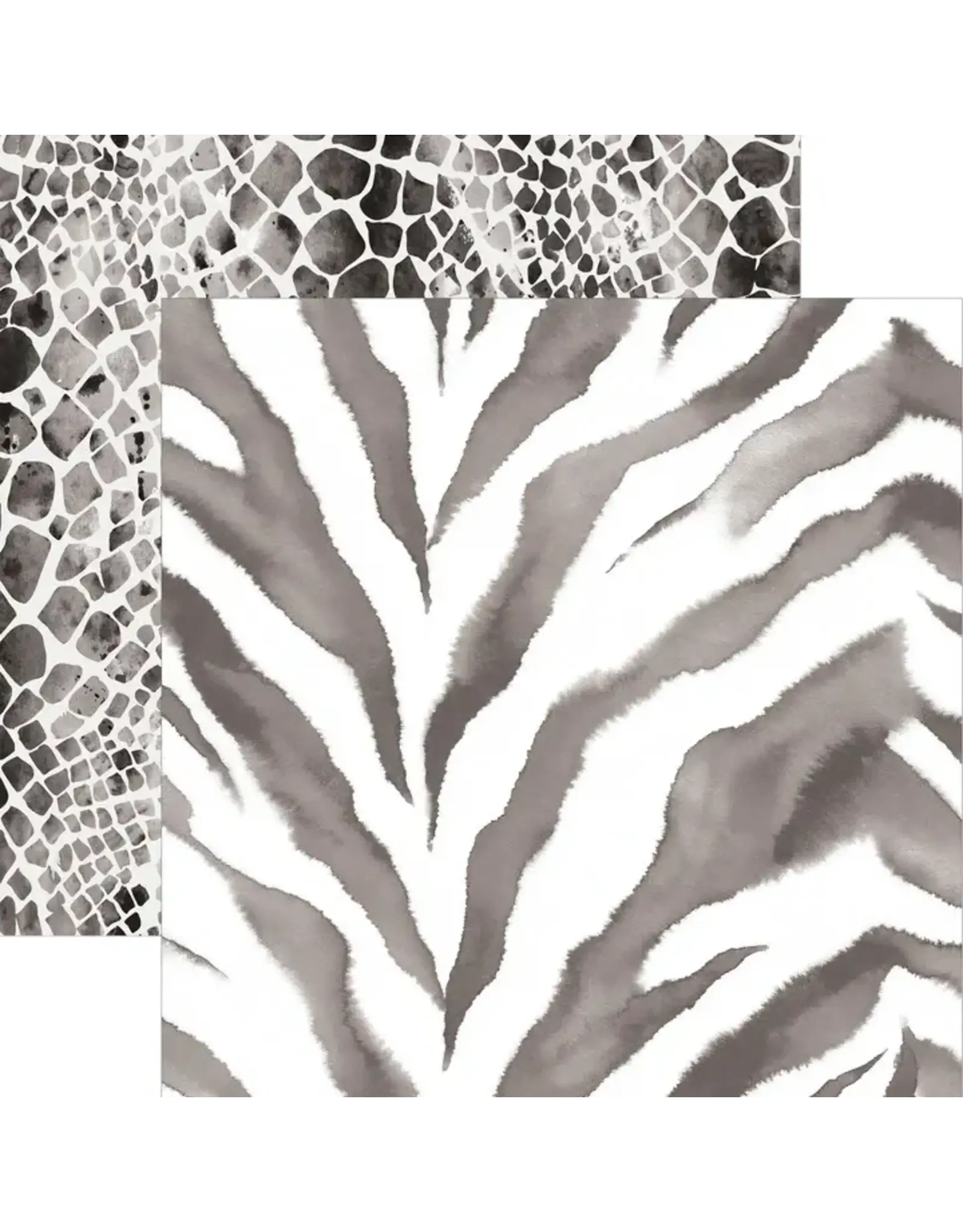 PAPER HOUSE PRODUCTIONS PAPER HOUSE BLACK WATERCOLOR ZEBRA & PYTHON 12X12 CARDSTOCK