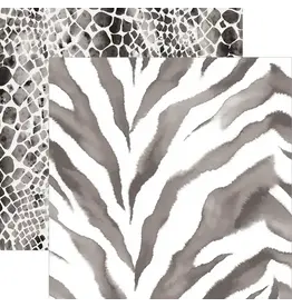 PAPER HOUSE PRODUCTIONS PAPER HOUSE BLACK WATERCOLOR ZEBRA & PYTHON 12X12 CARDSTOCK
