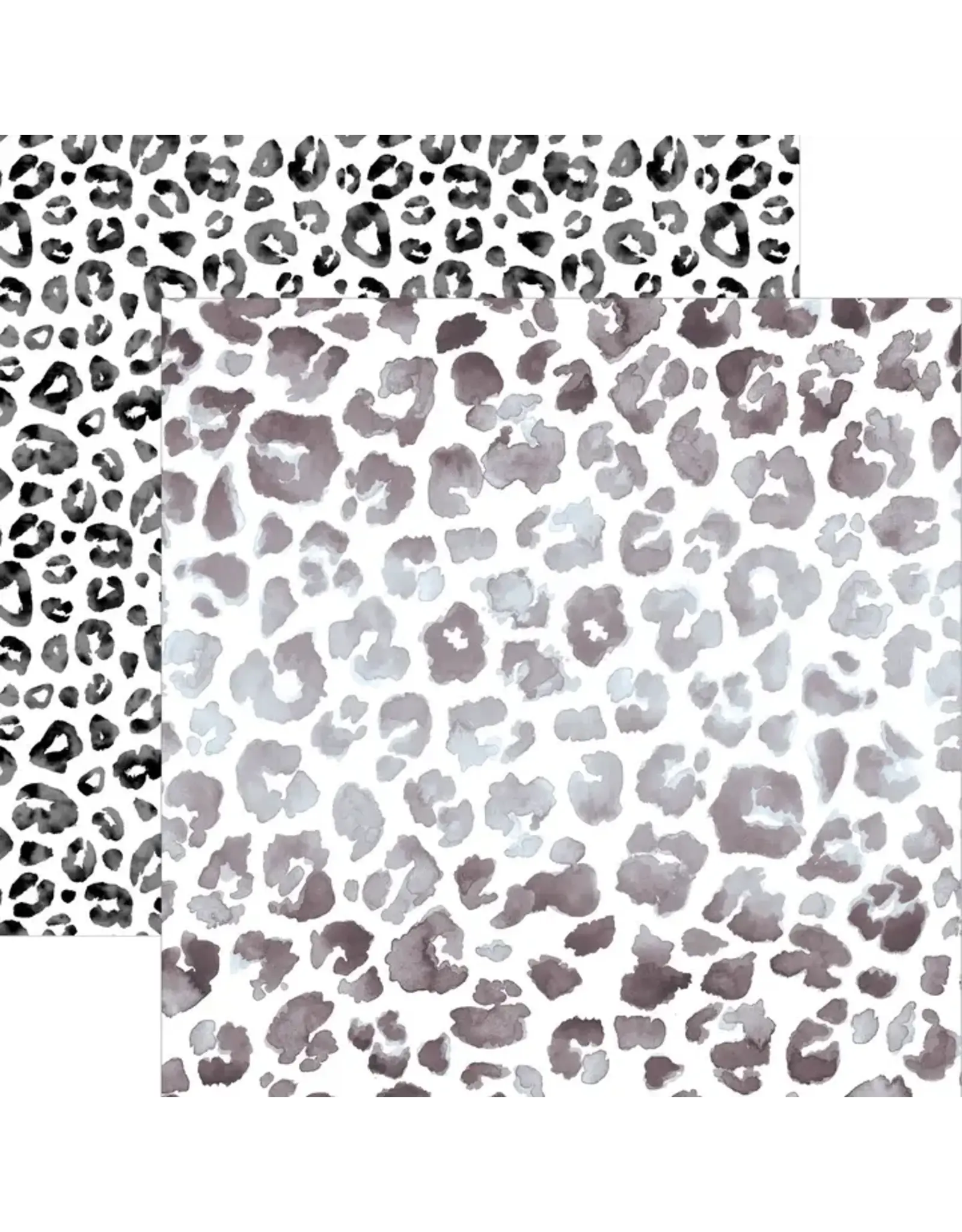 PAPER HOUSE PRODUCTIONS PAPER HOUSE BLACK WATERCOLOR LEOPARD PRINT 12X12 CARDSTOCK