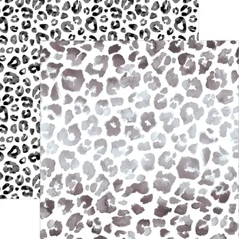 PAPER HOUSE PRODUCTIONS PAPER HOUSE BLACK WATERCOLOR LEOPARD PRINT 12X12 CARDSTOCK
