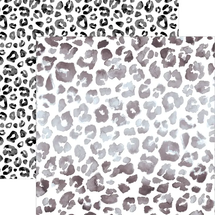 PAPER HOUSE PRODUCTIONS PAPER HOUSE BLACK WATERCOLOR LEOPARD PRINT 12X12 CARDSTOCK