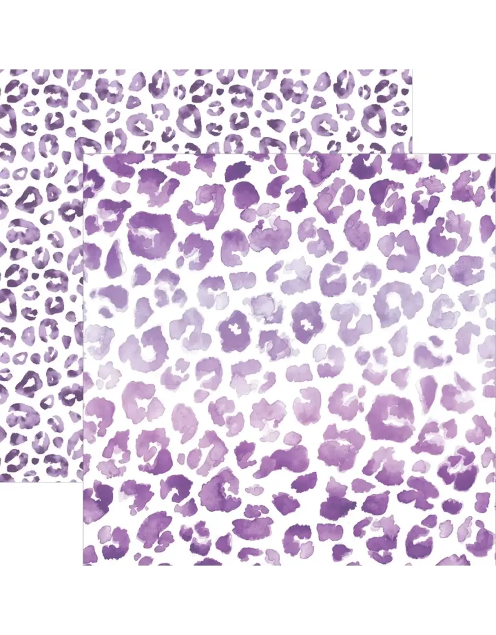 PAPER HOUSE PRODUCTIONS PAPER HOUSE PURPLE WATERCOLOR LEOPARD PRINT 12X12 CARDSTOCK