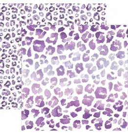PAPER HOUSE PRODUCTIONS PAPER HOUSE PURPLE WATERCOLOR LEOPARD PRINT 12X12 CARDSTOCK