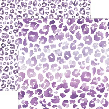 PAPER HOUSE PRODUCTIONS PAPER HOUSE PURPLE WATERCOLOR LEOPARD PRINT 12X12 CARDSTOCK