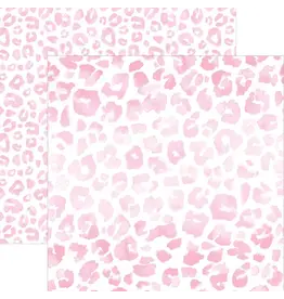 PAPER HOUSE PRODUCTIONS PAPER HOUSE PINK WATERCOLOR LEOPARD PRINT 12X12 CARDSTOCK