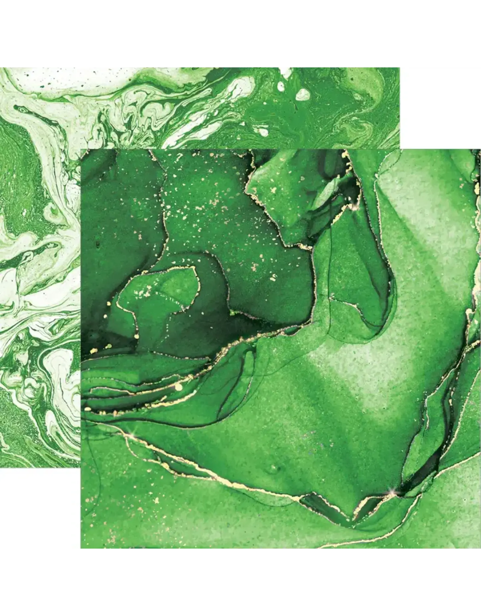 PAPER HOUSE PRODUCTIONS PAPER HOUSE GREEN WATERCOLOR MARBLE 12X12 CARDSTOCK