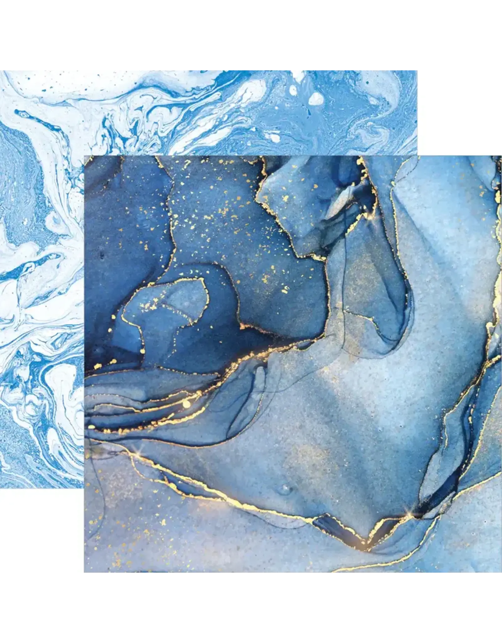 PAPER HOUSE PRODUCTIONS PAPER HOUSE BLUE WATERCOLOR MARBLE 12X12 CARDSTOCK