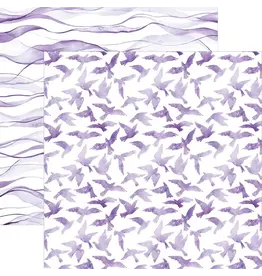PAPER HOUSE PRODUCTIONS PAPER HOUSE PURPLE WATERCOLOR BIRDS 12X12 CARDSTOCK
