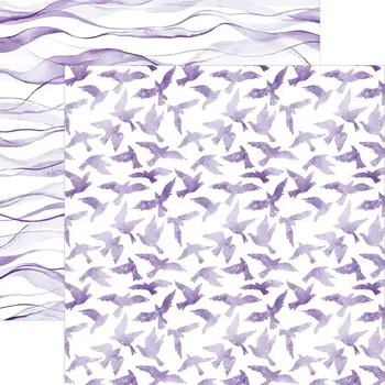 PAPER HOUSE PRODUCTIONS PAPER HOUSE PURPLE WATERCOLOR BIRDS 12X12 CARDSTOCK