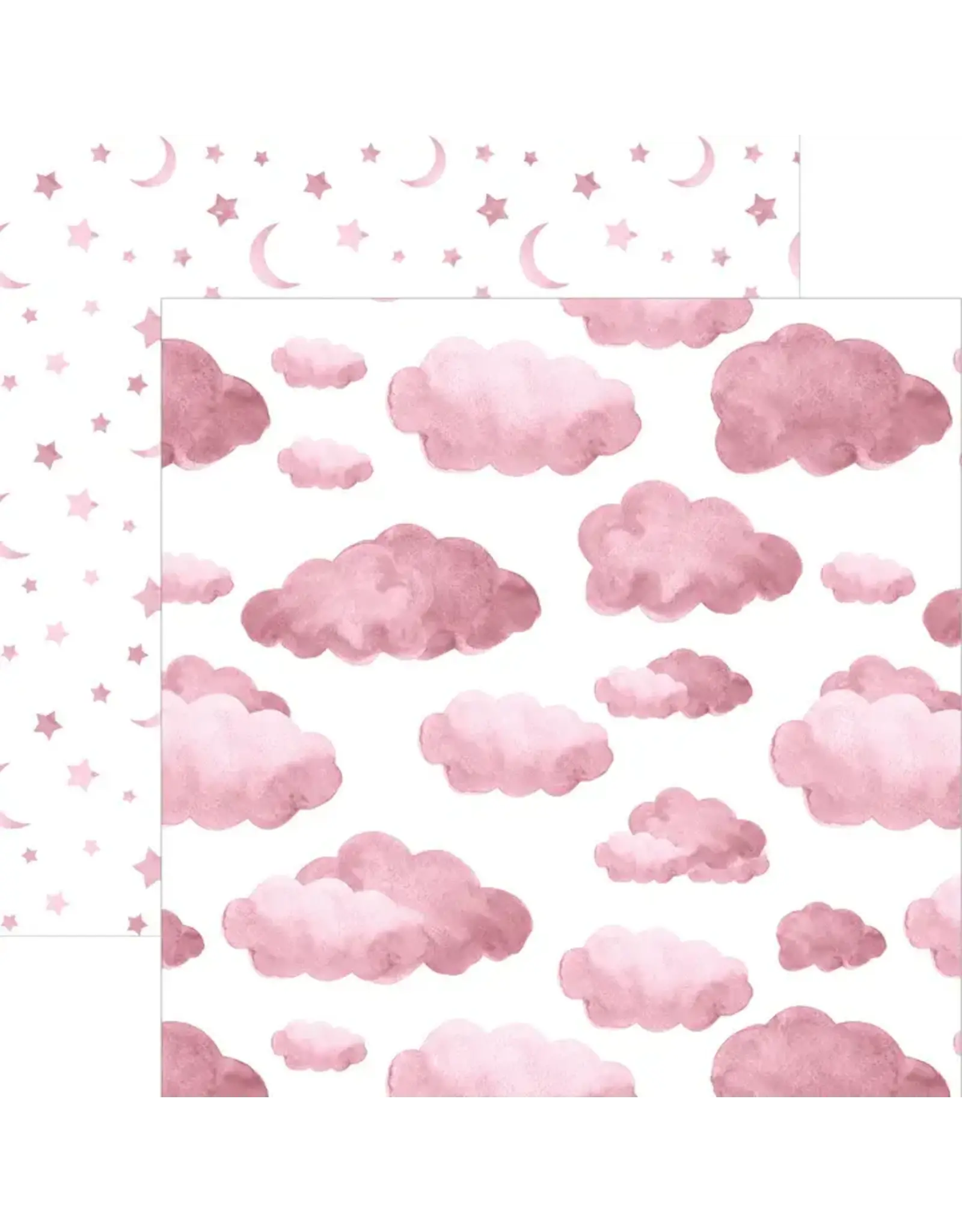 PAPER HOUSE PRODUCTIONS PAPER HOUSE PINK WATERCOLOR CLOUDS 12X12 CARDSTOCK