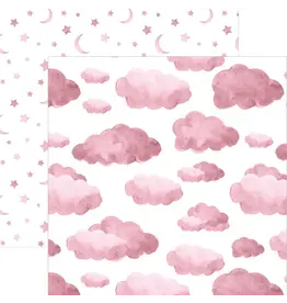 PAPER HOUSE PRODUCTIONS PAPER HOUSE PINK WATERCOLOR CLOUDS 12X12 CARDSTOCK