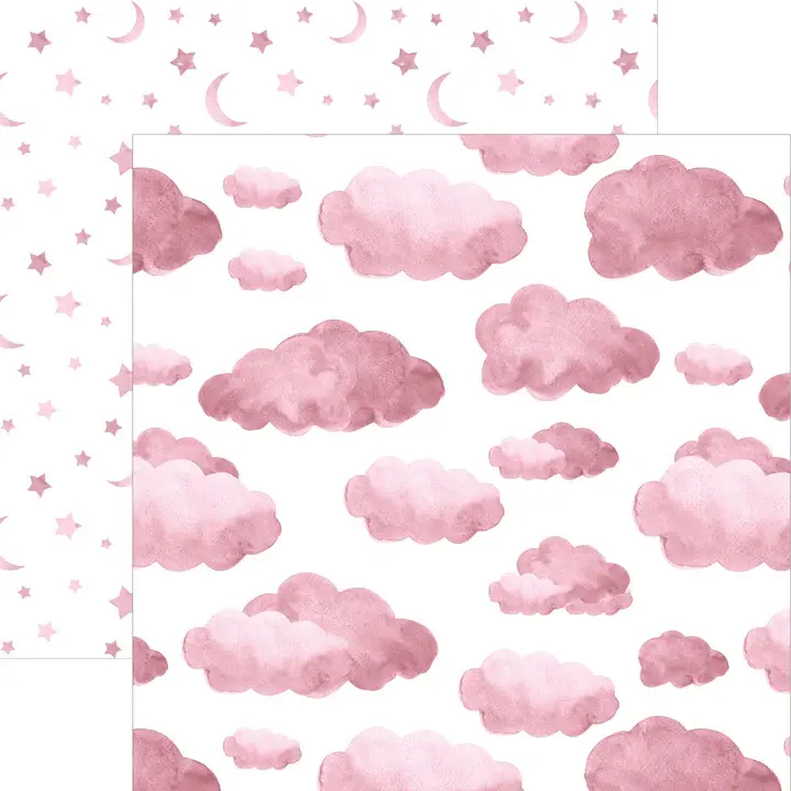 PAPER HOUSE PRODUCTIONS PAPER HOUSE PINK WATERCOLOR CLOUDS 12X12 CARDSTOCK