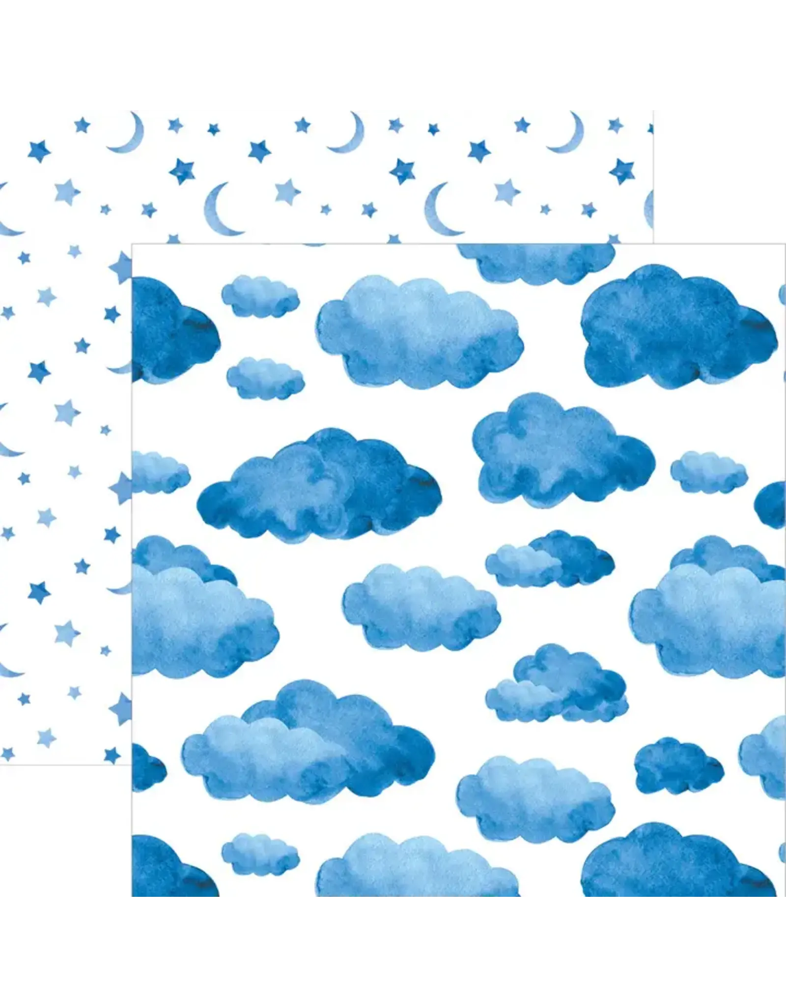PAPER HOUSE PRODUCTIONS PAPER HOUSE BLUE WATERCOLOR CLOUDS 12X12 CARDSTOCK