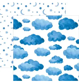 PAPER HOUSE PRODUCTIONS PAPER HOUSE BLUE WATERCOLOR CLOUDS 12X12 CARDSTOCK