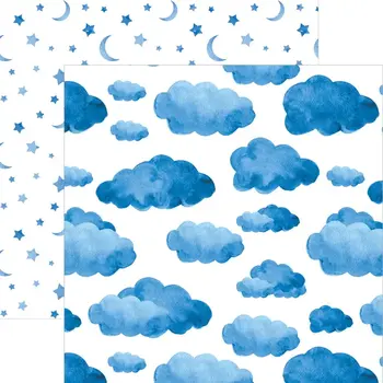 PAPER HOUSE PRODUCTIONS PAPER HOUSE BLUE WATERCOLOR CLOUDS 12X12 CARDSTOCK