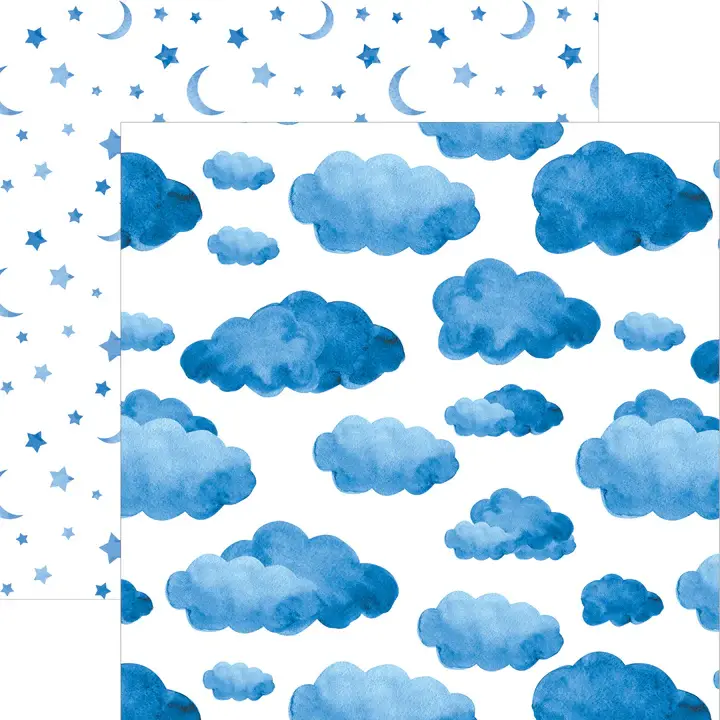PAPER HOUSE PRODUCTIONS PAPER HOUSE BLUE WATERCOLOR CLOUDS 12X12 CARDSTOCK