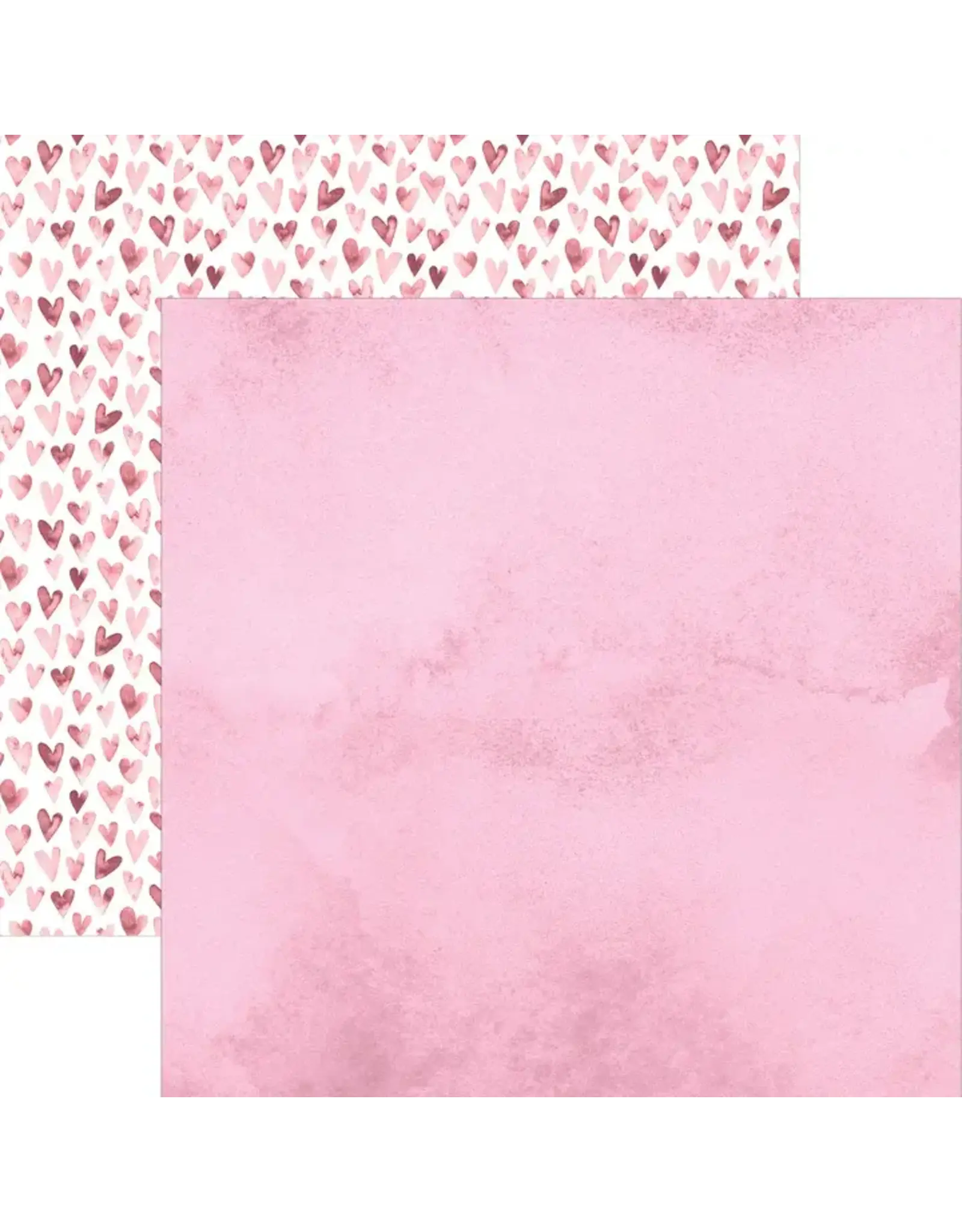 PAPER HOUSE PRODUCTIONS PAPER HOUSE PINK WATERCOLOR HEARTS 12X12 CARDSTOCK